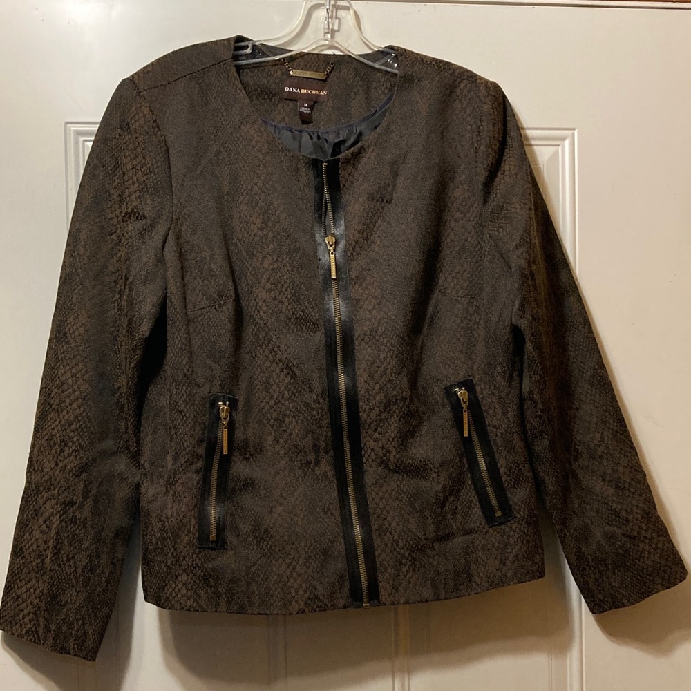 Dana Buchman Textured Brown‎ Blazer 14